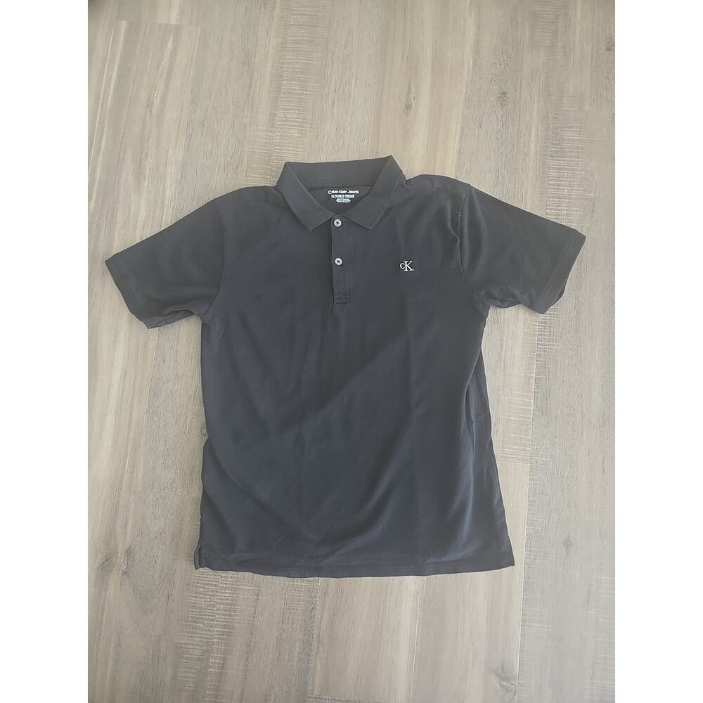 Calving Klein Polo Shirt Boys Black Grey Logo XL 18/20